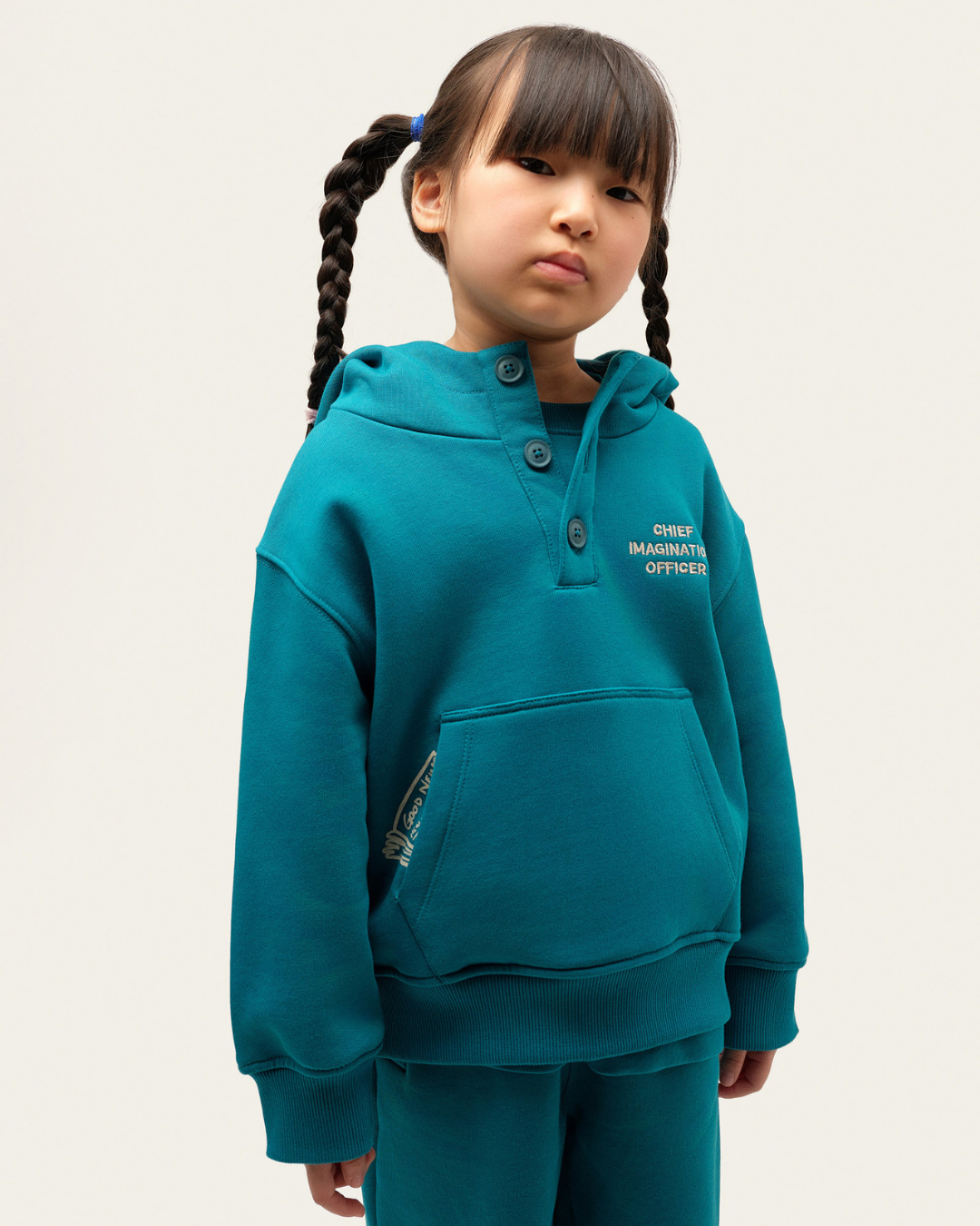 Organik pamuk Mavi Kapüşonlu Hoodie Nº02