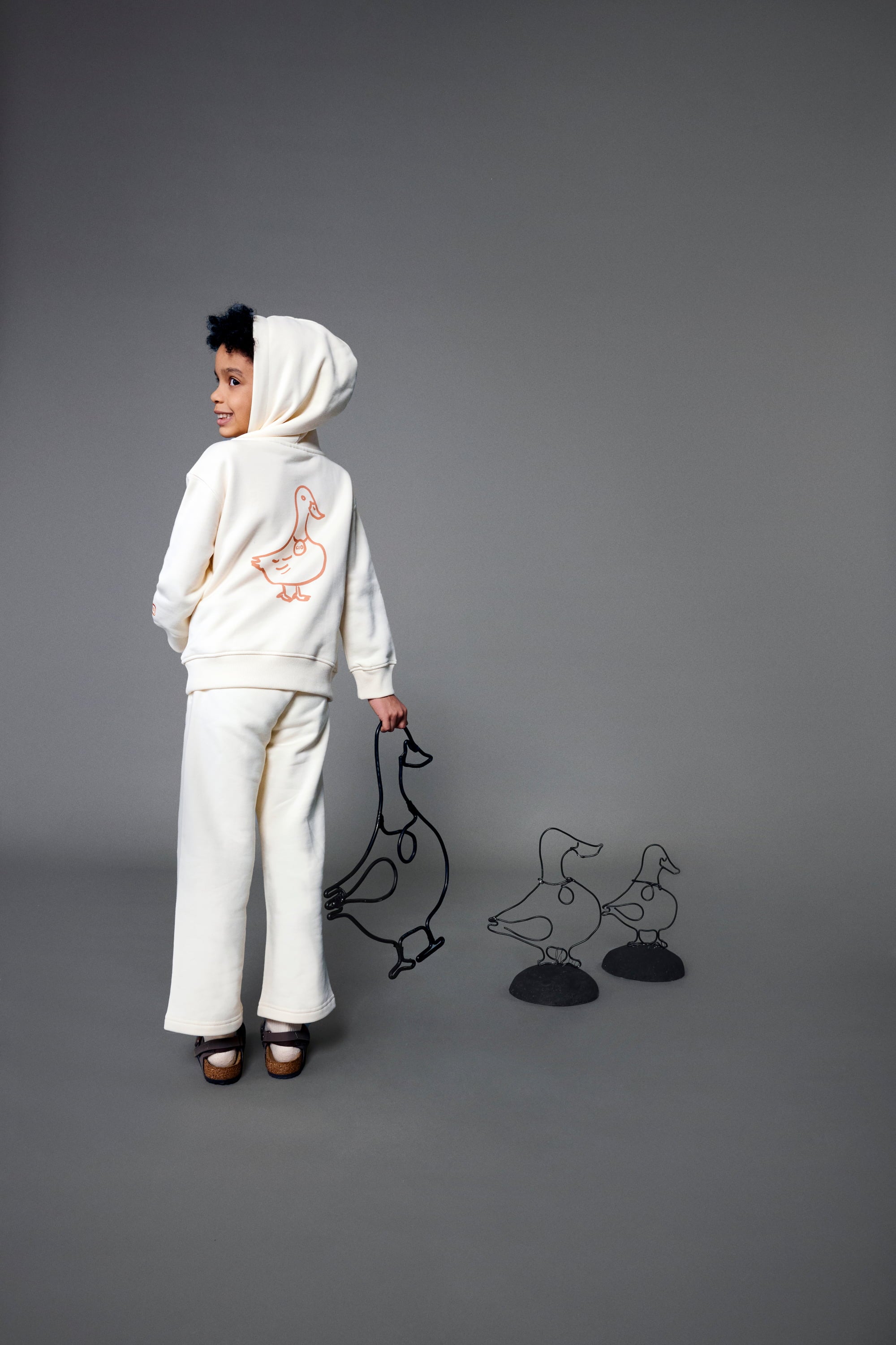 Organik pamuk Beyaz Kapüşonlu Hoodie Nº02