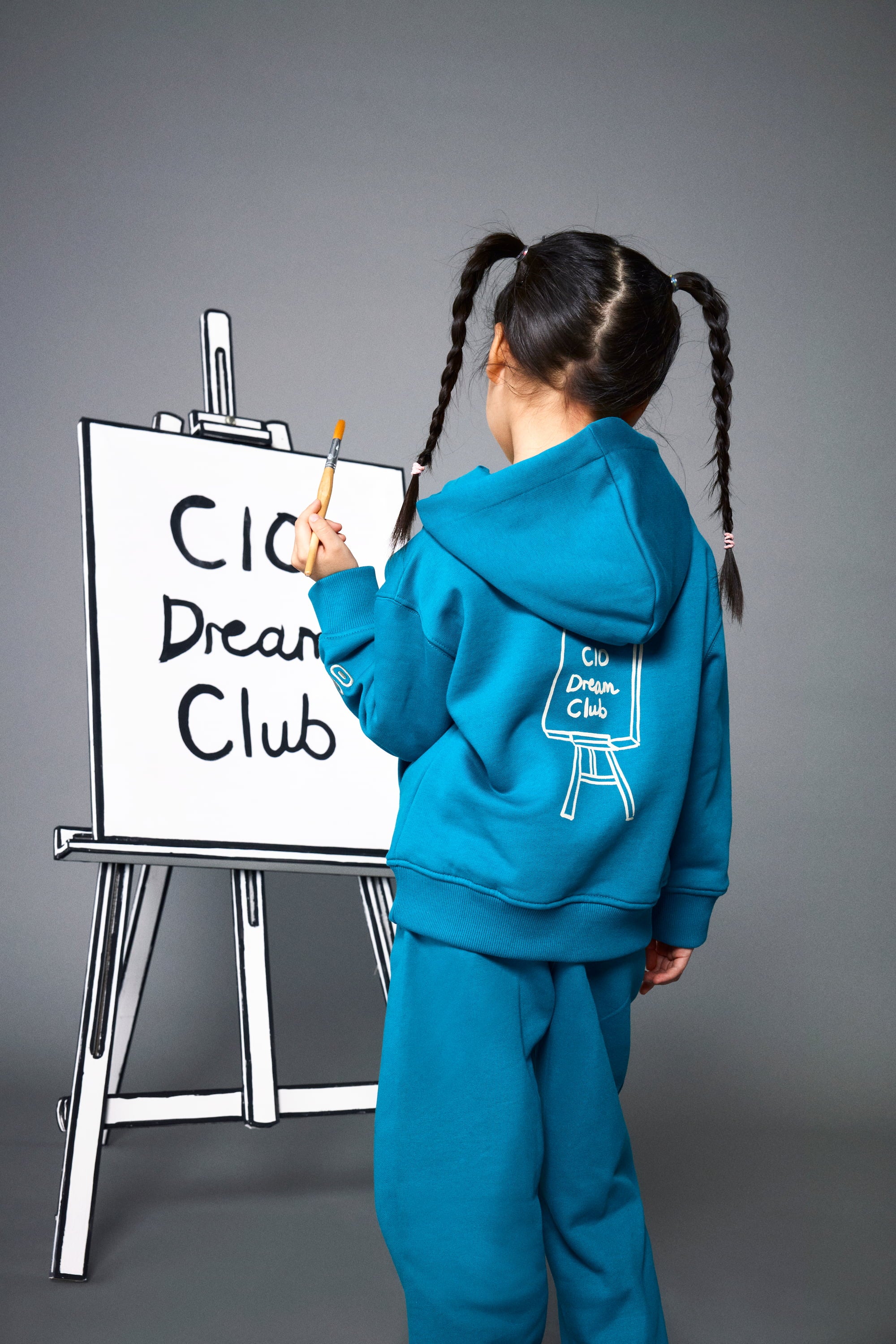 Organik pamuk Mavi Kapüşonlu Hoodie Nº02