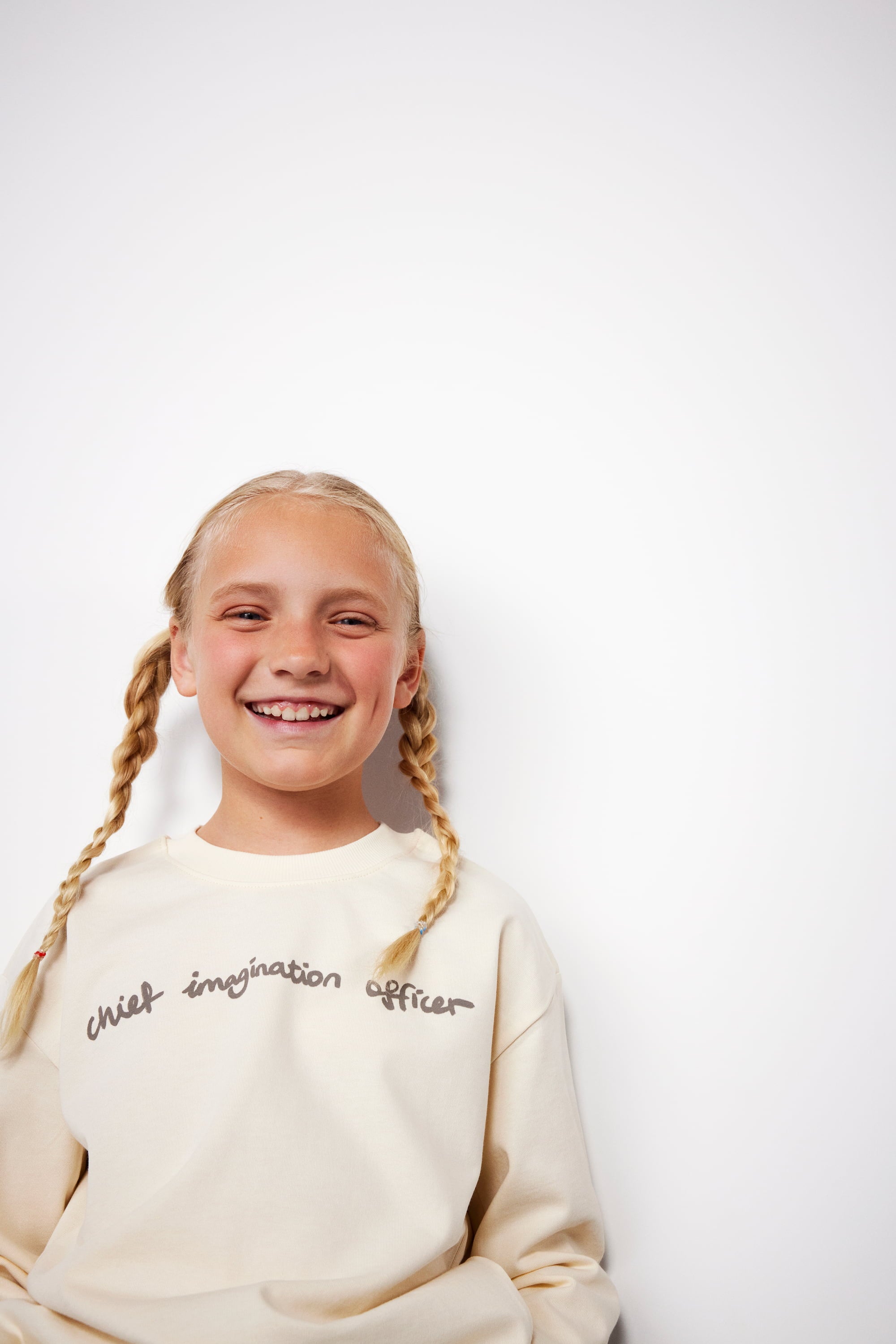 Organik pamuk Uzun Kollu Krem T-Shirt Nº03