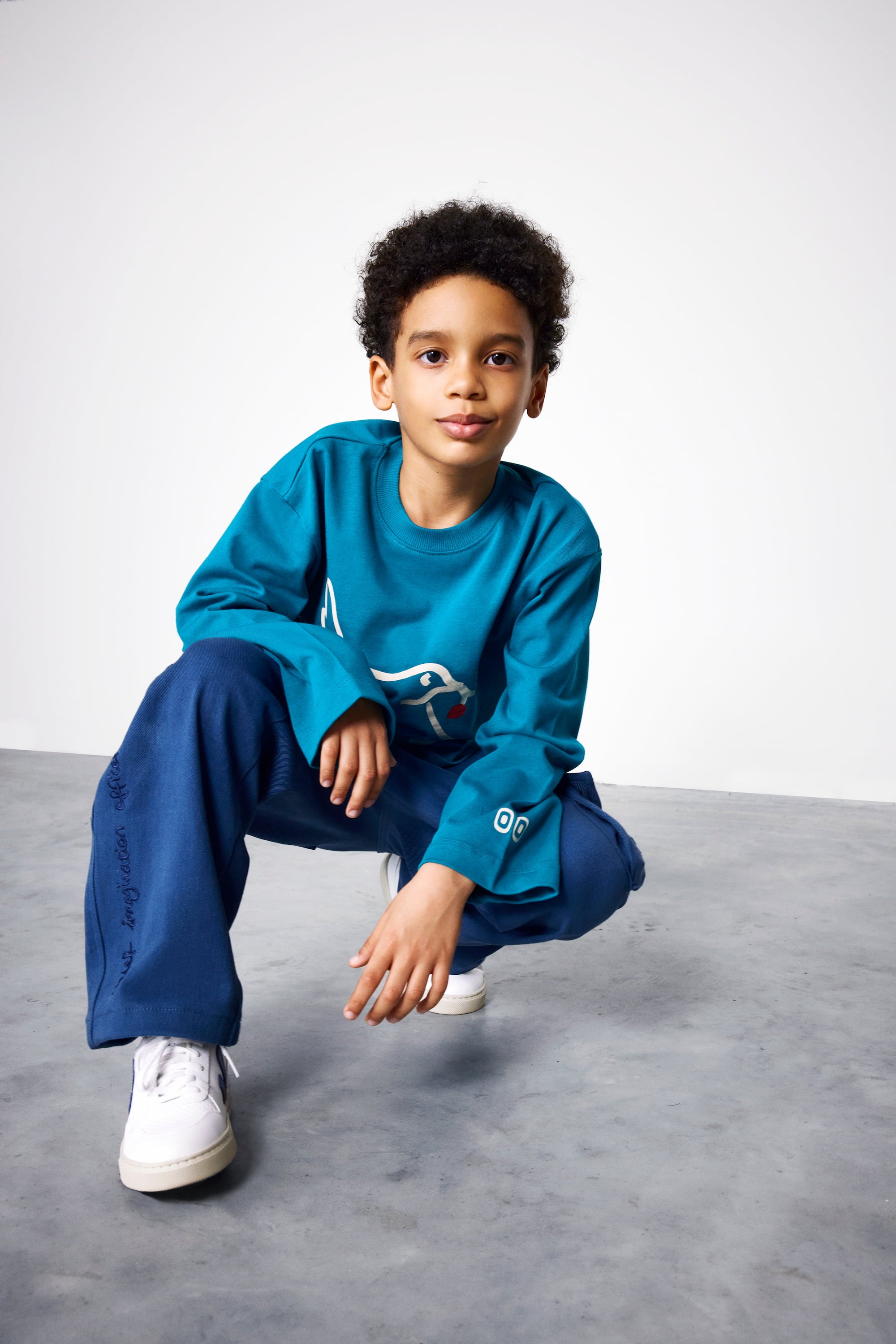 Organik pamuk Uzun Kollu Mavi T-Shirt Nº03