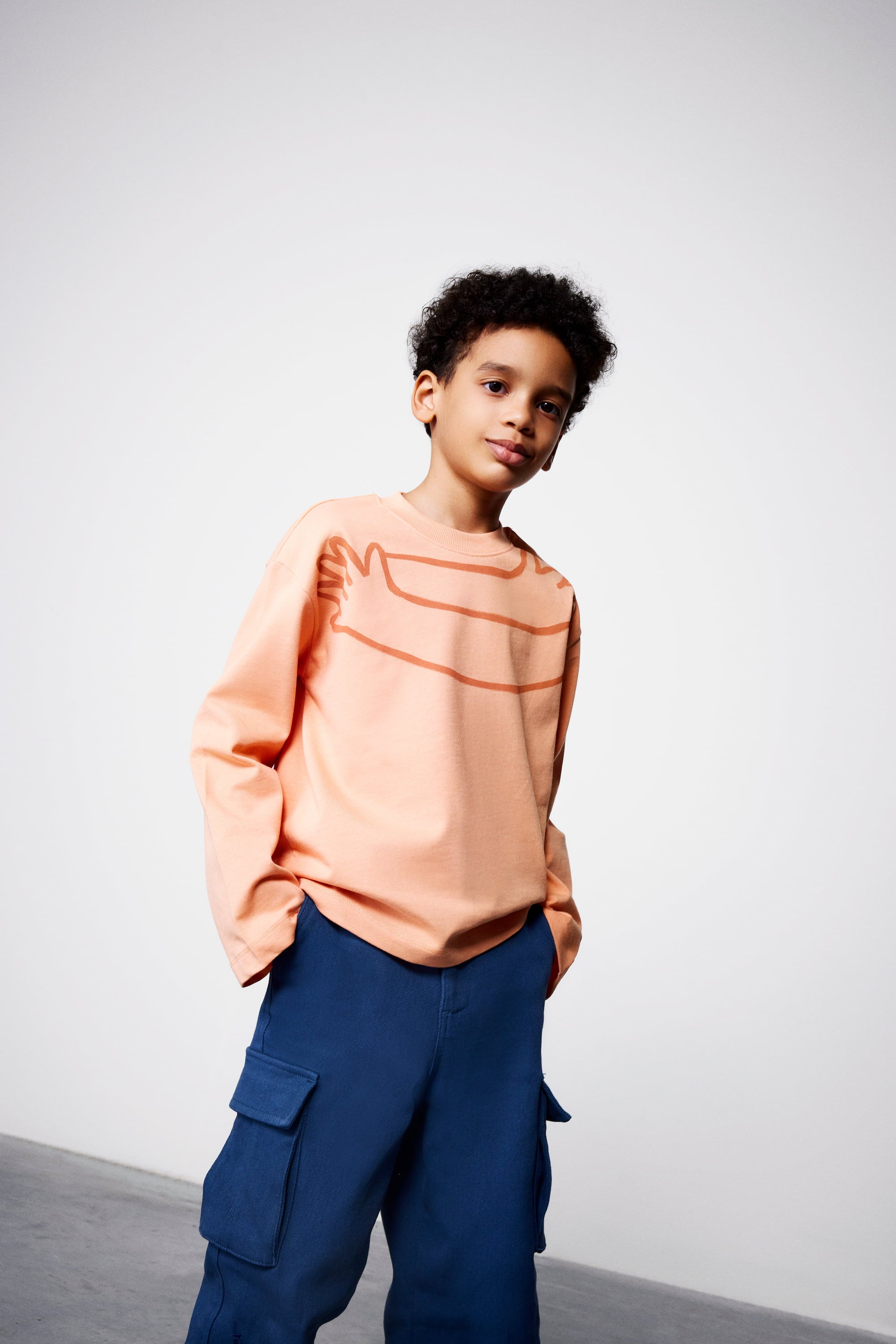 Organik pamuk Uzun Kollu Somon T-Shirt Nº03